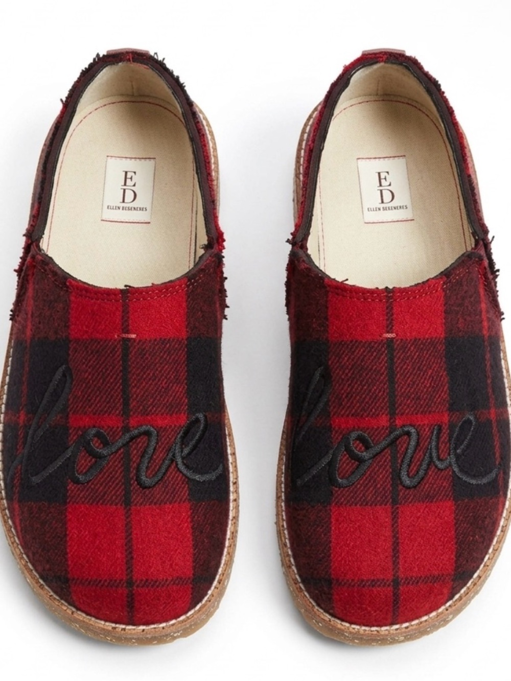 Ellen DeGeneres Red & Black Plaid Slip-On Shoes